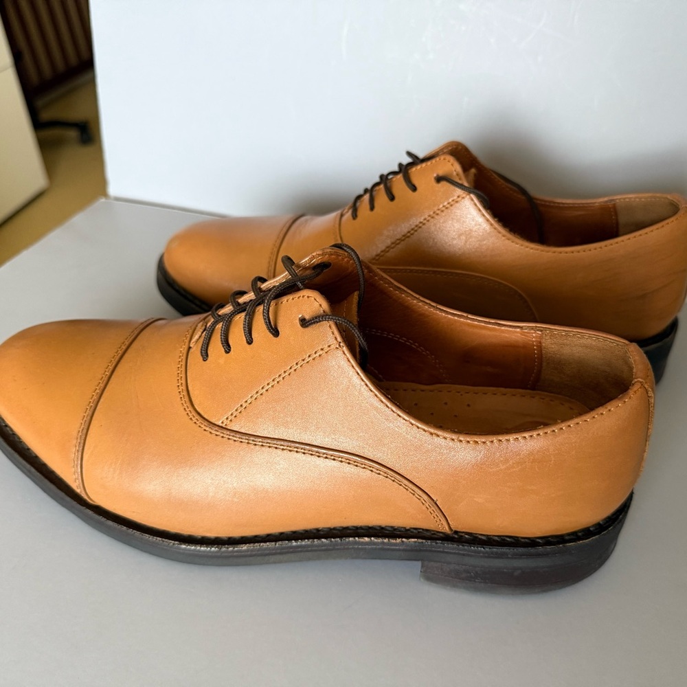 Samuel Windsor Men’s Leather Dress Oxford Shoes Tan Size 8.5